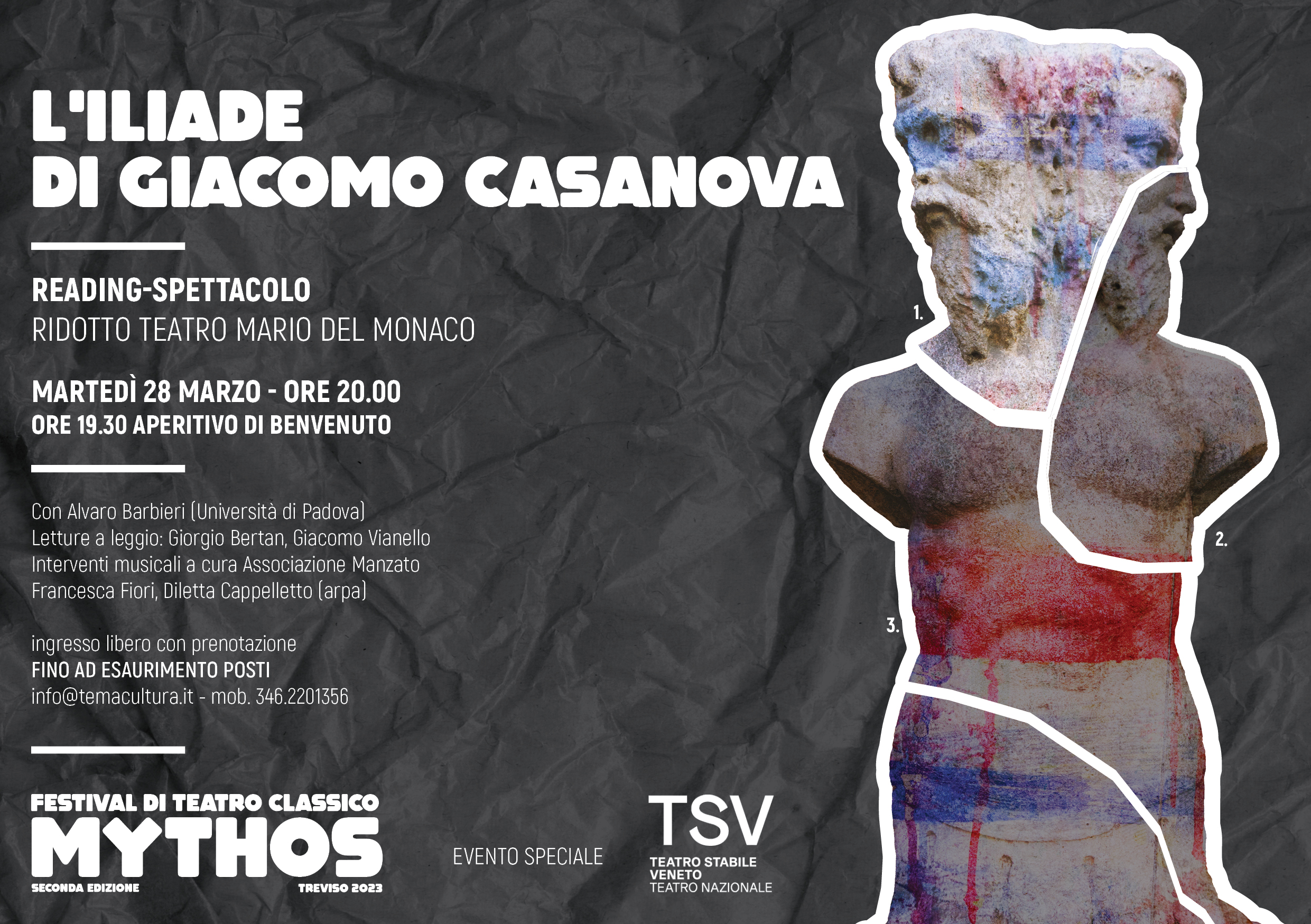 A Treviso il reading-spettacolo L'Iliade di Giacomo Casanova